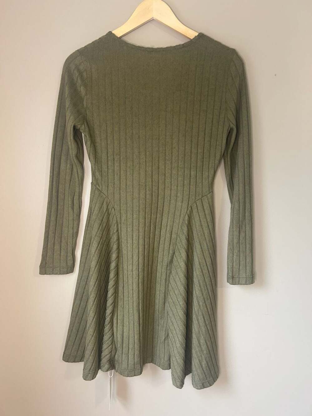 Halara Ribbed Knit V Neck Long Sleeve Flare Mini Casual Dress - Picture 6 of 6